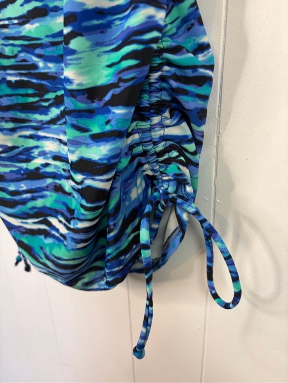 Christina Tankini Blue Swimsuit Top Black High Rise Full Coverage Bottom 10 12 - Picture 4 of 9